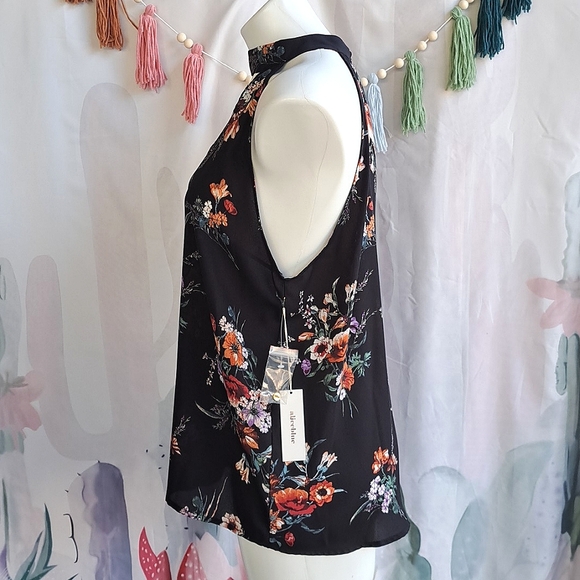 New Nwt Alice Blue Black Floral Blouse Tank Top Sheer Flowy Party Size L - Picture 5 of 8